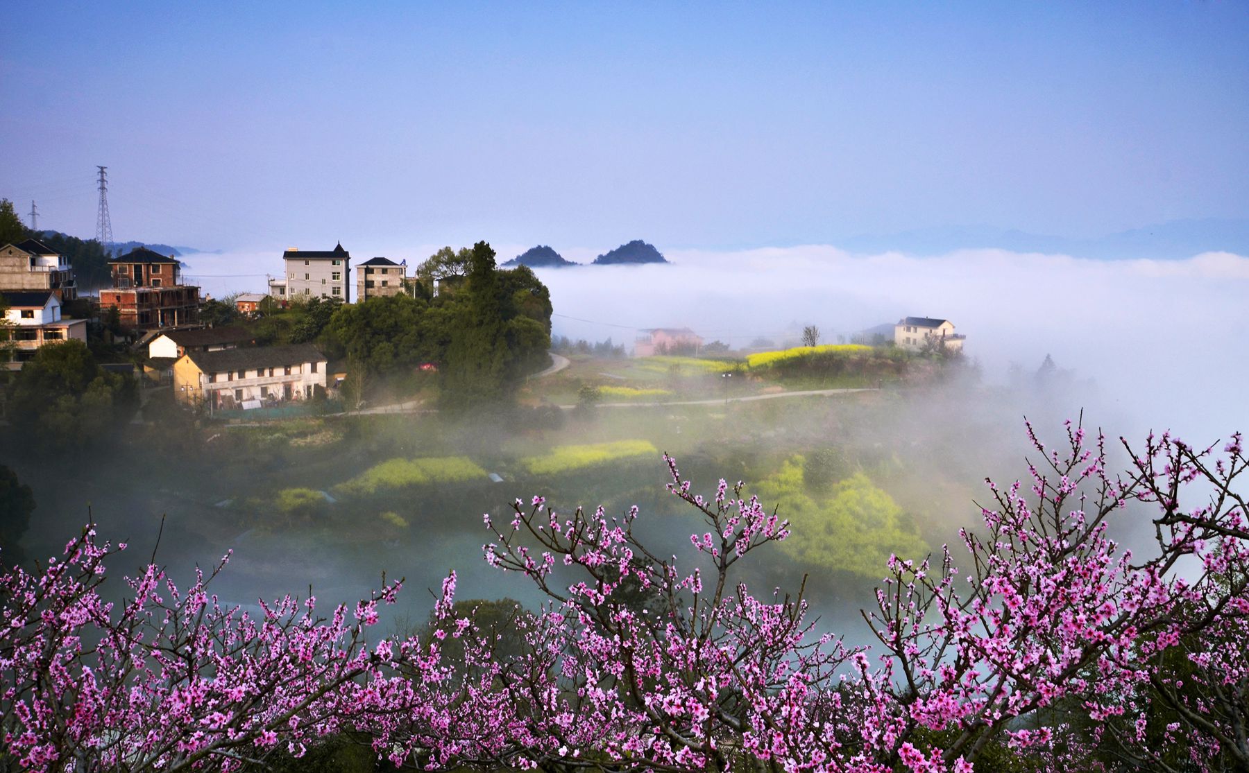云雾中的小山村